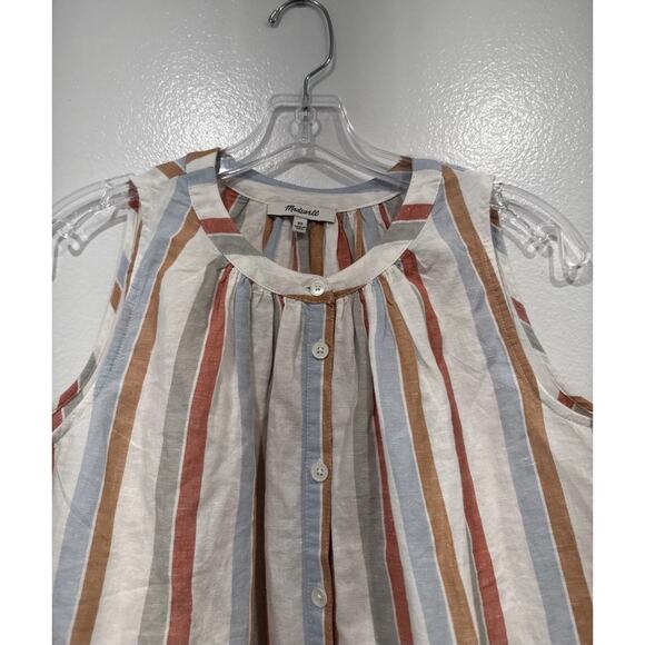 Madewell Striped Linen Button Front Tank Top Top Women’s Size XS Style# NV221 - Picture 3 of 6